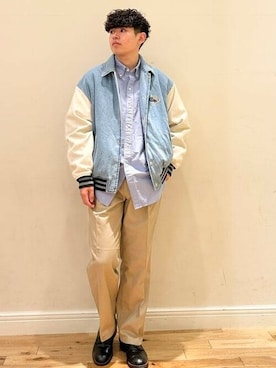 「秋コーデ」｜「アイテム（スタジャン）」を使った、BEAMS HEART MENさん（メンズ・174cm）の秋コーディネート