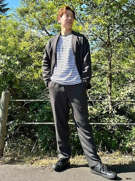 「レザー」｜「アイテム（セットアップ）」を使った、BEAMS HEART MENさん（メンズ・176cm）の秋コーディネート