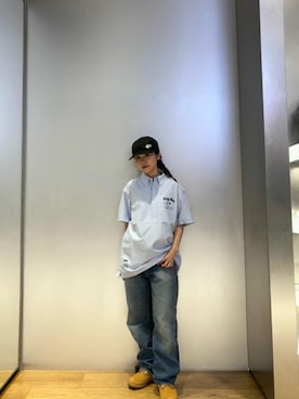 「シャツ 」｜「アイテム（キャップ）」を使った、アミさん（レディース・149cm）の夏コーディネート