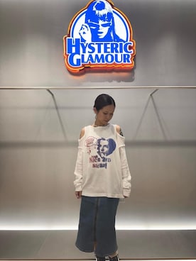 「アイテム（デニムスカート）」を使った、アミさん（レディース・149cm）の秋コーディネート