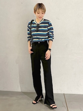 「Wrangler」｜「アイテム（スラックス）」を使った、STAFF.Hさん（レディース・160cm）の春コーディネート
