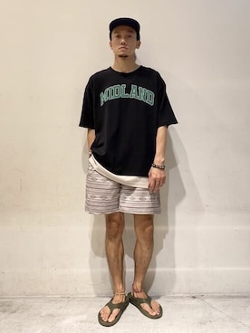 「koe（コエ）の【ジェンダーレス】ワッペン刺繍アーチロゴ半袖Tシャツ*（Tシャツ/カットソー）」を使った、koe_officialさん（レディース・160cm）の夏コーディネート