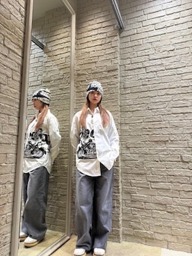 「シャツ 」｜「アイテム（帽子）」を使った、ysan0514さん（レディース・163cm）の冬コーディネート