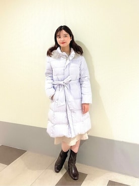 リボンベルト付きロングダウン / 1212252006を使った人気ファッション
