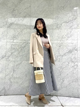 「PROPORTION BODY DRESSING（プロポーションボディドレッシング）のアイテム（テーラードジャケット）」を使った、PROPORTION STAFFさん（レディース・155cm）の春コーディネート