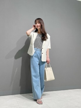 「PROPORTION BODY DRESSING（プロポーションボディドレッシング）のアイテム（テーラードジャケット）」を使った、PROPORTION STAFFさん（レディース・160cm）の春コーディネート