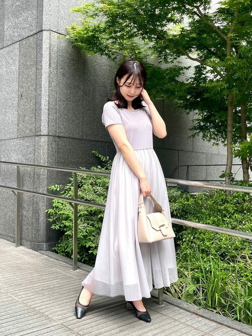 春夏コーデ♡レースとチュールがふんわり重なるドッキングワンピ♡L セール】1枚で完成する大人の抜け感ワンピ♪袖花柄チュール