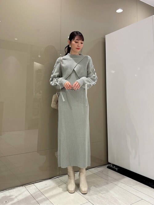 mame レイヤードニットワンピース 2014-15aw 試着のみ美品 黒 レースレイヤードニットワンピース WEB限定 | PROPORTION BODY
