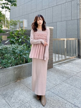 「PROPORTION BODY DRESSING（プロポーションボディドレッシング）のアイテム（ワンピース/ドレス）」を使った、PROPORTION STAFFさん（レディース・153cm）の冬コーディネート