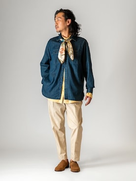 「イエローシャツ」｜BANANAREPUBLICさん（メンズ・178cm）の冬コーディネート