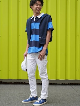「アイテム（ポロシャツ）」を使った、BANANAREPUBLICさん（メンズ・178cm）の春コーディネート