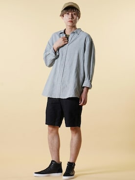 「ブラックショーツ」｜BANANAREPUBLICさん（メンズ・173cm）の夏コーディネート