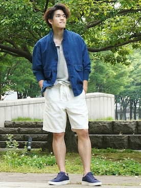 「マリンコーデ」｜「アイテム（ジャケット/アウター）」を使った、BANANAREPUBLICさん（メンズ・177cm）の夏コーディネート