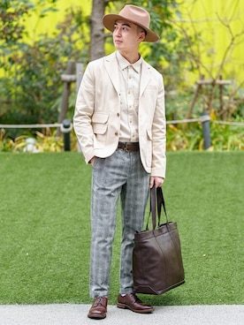 「アイテム（ハット、ブラウン系）」を使った、BANANAREPUBLICさん（メンズ・178cm）の冬コーディネート