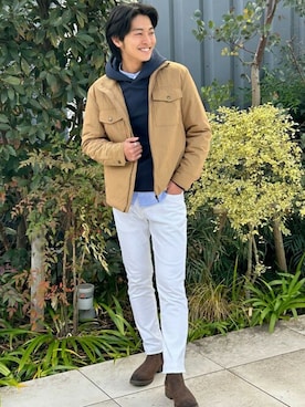 「ホワイトデニム」｜「アイテム（その他アウター）」を使った、BANANAREPUBLICさん（メンズ・173cm）の冬コーディネート