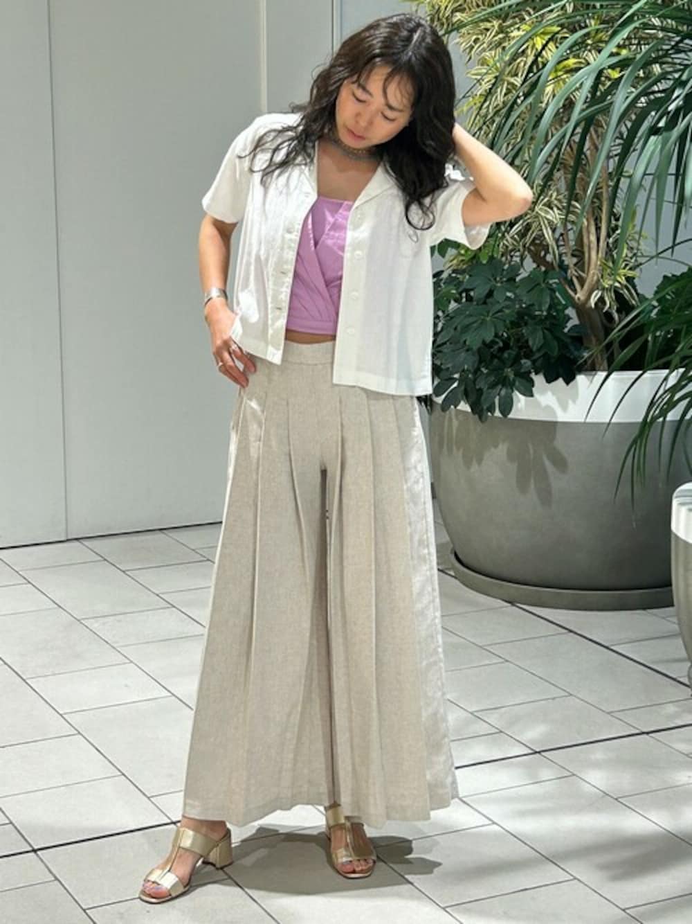 【美品】バナナリパブリック　リネンコットンパンツ　グレイグリーン　29×30 ◇ BANANA REPUBLIC バナナリパブリック カジュアル 涼しげ