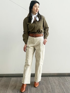 「アイテム（チノパンツ、その他）」を使った、BANANAREPUBLICさん（レディース・158cm）の冬コーディネート