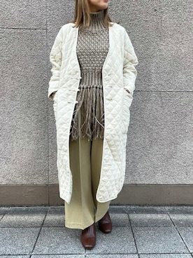「CLEIO（クレイオ）のアイテム（ノーカラーコート）」を使った、CLEIO staffさん（レディース・156cm）の冬コーディネート