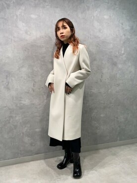 「#今日のコーデ」｜「アイテム（ノーカラーコート）」を使った、恵利香さん（レディース・156cm）の秋コーディネート