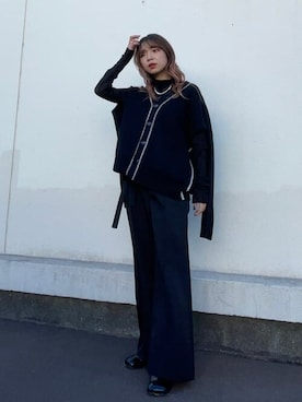 「#秋コーデ」｜「アイテム（スラックス）」を使った、恵利香さん（レディース・156cm）の秋コーディネート