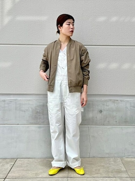 「レースブラウス」｜「アイテム（サロペット/オーバーオール）」を使った、滝田さん（レディース・164cm）の冬コーディネート
