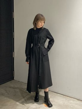 「#秋コーデ」｜「アイテム（シャツワンピース）」を使った、usaさん（レディース・158cm）の秋コーディネート