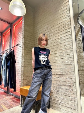 「ロック」｜「アイテム（タンクトップ）」を使った、YUIKAさん（レディース・159cm）の春コーディネート