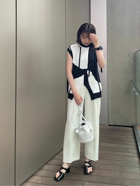 「UNITED TOKYO（ユナイテッドトウキョウ）のアイテム（サンダル）」を使った、柿原 萌々子さん（レディース・161cm）の夏コーディネート