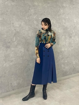 「#ブルー」｜柿原 萌々子さん（レディース・161cm）の冬コーディネート