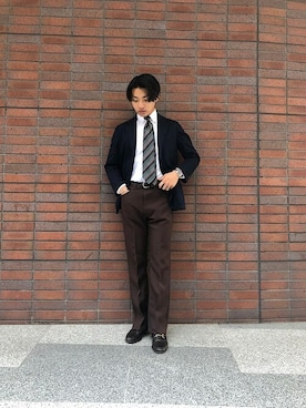 「SHIPS（シップス）のアイテム（フォーマルスーツ/小物）」を使った、澤村さん（メンズ・174cm）の春コーディネート