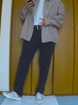 「部屋撮り」｜「アイテム（ジャケット/アウター）」を使った、まっちー☻さん（メンズ・168cm）の春コーディネート