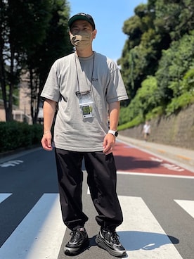 「Munsingwear（マンシングウェア）のアイテム（帽子）」を使った、MASATOSHI KOMORIさん（メンズ・173cm）の夏コーディネート