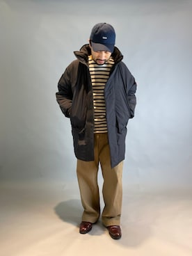 「モンスターパーカー」｜「アイテム（スラックス）」を使った、MASATOSHI KOMORIさん（メンズ・173cm）の秋コーディネート