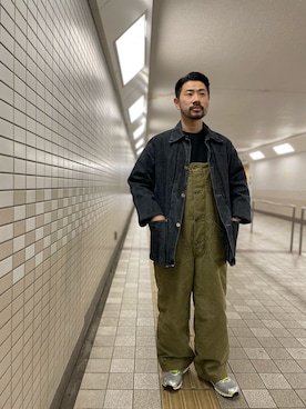 「コート」｜「アイテム（オールインワン・サロペット）」を使った、MASATOSHI KOMORIさん（メンズ・173cm）の冬コーディネート