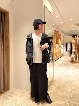 「GALLARDAGALANTE（ガリャルダガランテ）の【CHIKAコラボ】ハイカラーブルゾン（ブルゾン、ブルー系）」を使った、sayoさん（レディース・162cm）の春コーディネート