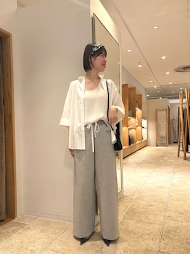 「GALLARDAGALANTE（ガリャルダガランテ）の刺繍ロゴスウェットパンツ（その他パンツ、グレー系）」を使った、sayoさん（レディース・162cm）の春コーディネート