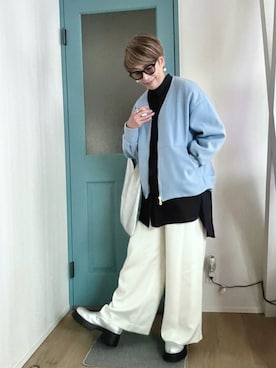 「アイテム（ノーカラージャケット）」を使った、yazawa193さん（レディース・164cm）の秋コーディネート
