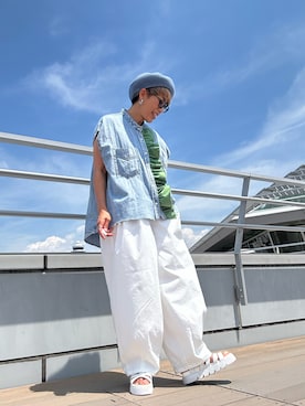 「アイテム（ハンチング/ベレー帽）」を使った、yazawa193さん（レディース・164cm）の夏コーディネート