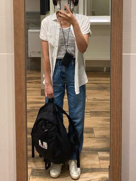 「BEAMS BOY（ビームスボーイ）の【別注】GREGORY / NICE DAY NEW（バックパック/リュック）」を使った、M🐈さん（レディース・158cm）の夏コーディネート