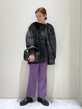 「ブーツコーデ」｜「アイテム（ブルゾン）」を使った、綾乃さん（レディース・170cm）の秋コーディネート