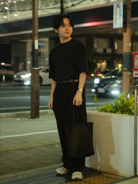 「レザーバッグ」｜Takuyaさん（メンズ・163cm）の春コーディネート