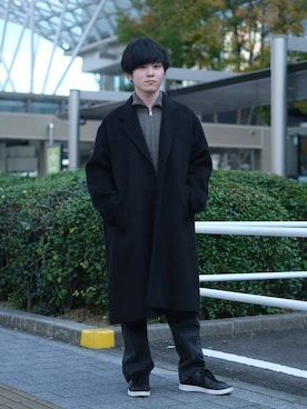 「アイテム（チェスターコート）」を使った、Takuyaさん（メンズ・164cm）の秋コーディネート
