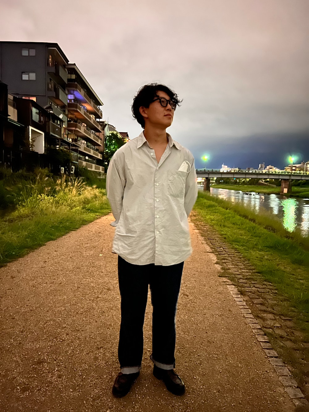 AURALEE 青白ストライプシャツ　サイズ4 Blue Suvin High Count Cloth Stripe Shirt by AURALEE on Sale