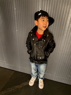 「アイテム（帽子）」を使った、s.o_brosさん（キッズ・120cm）の冬コーディネート