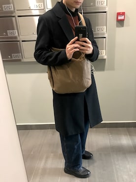 「H&M（エイチ・アンド・エム）のアイテム（ダウンジャケット/コート）」を使った、amanurさん（メンズ・182cm）の秋コーディネート