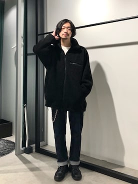 「ワークブーツ」｜「アイテム（ブルゾン）」を使った、タケダさん（メンズ・170cm）の冬コーディネート
