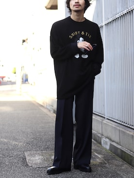 「ミッキーT」｜「アイテム（スラックス）」を使った、タケダさん（メンズ・170cm）の冬コーディネート