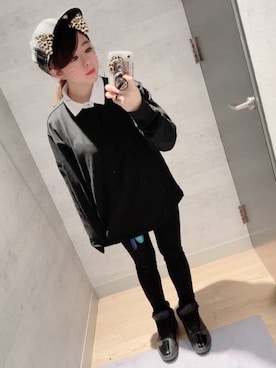 「NEW ERA（ニューエラ）のアイテム（シャツ/ブラウス）」を使った、MSYさん（レディース・159cm）の冬コーディネート