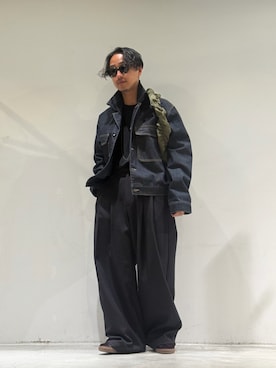 「Toironier（トワロニエ）のToironier/トワロニエ/2Tuck Wide Pants（スラックス、ブラック系）」を使った、GARDEN  takumiさん（メンズ・167cm）の春コーディネート