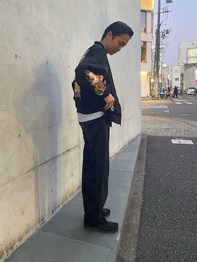 「doublet（ダブレット）のアイテム（MA-1）」を使った、かぎょうさん（メンズ・173cm）の秋コーディネート